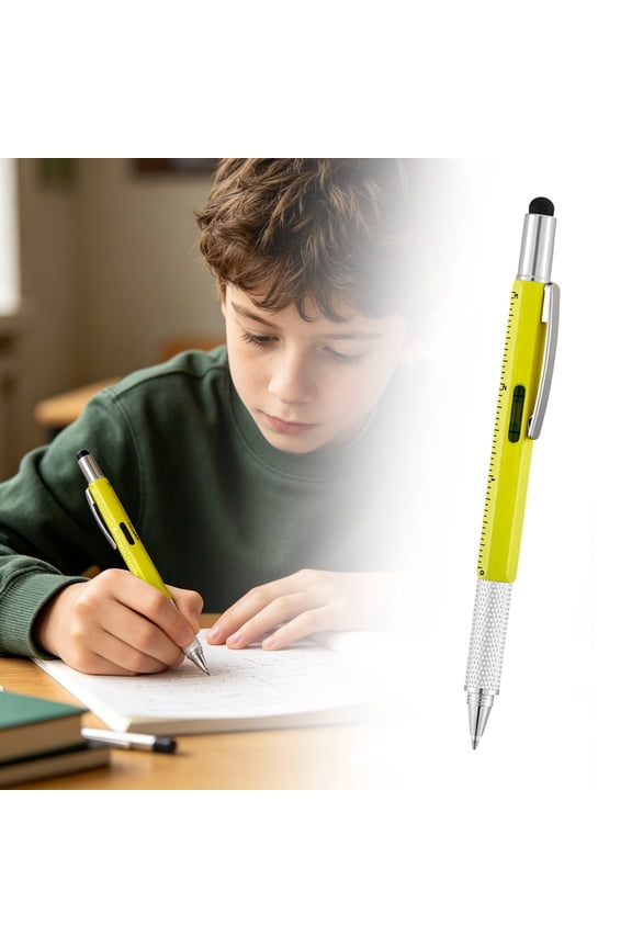 Multi-Tool Pen for Men 6-in-1 Gadget Pen with Stylus, Ruler, Screwdrivers & Level, Cool Tools for Dad, Handyman, DIYer, Useful Gifts for Men, Tech Gadgets