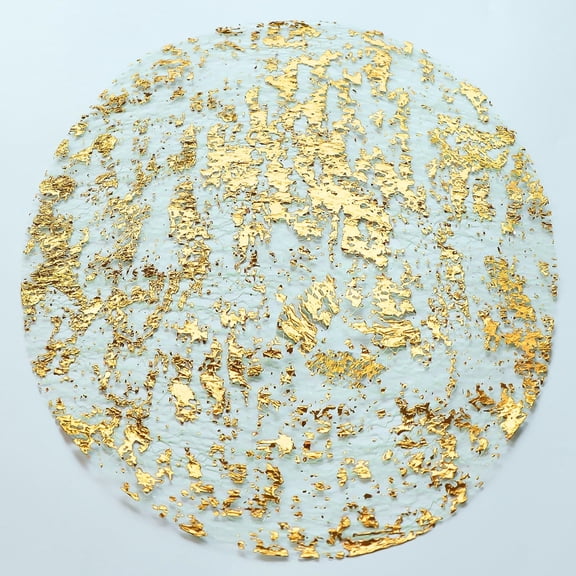 Disposable Gold Placemats Set of 12 Metallic Round 13 Inch Foil Mesh Pressed Fall Table Decor for Wedding Birthday Party Holiday Dining