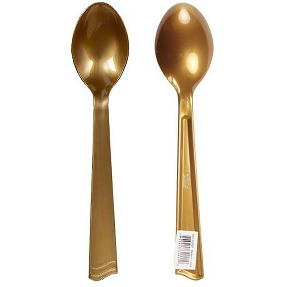 Disposable Gold Plastic 10" Serving Spoons - 2CT
