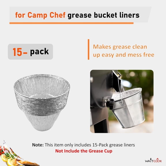 Disposable Grease Bucket Liners for Pellet Grills and Smokers 15-Pack Aluminum