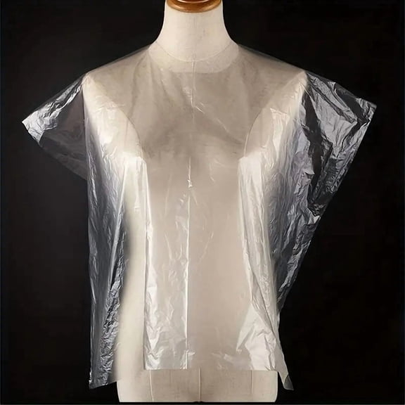 Disposable Hair Cutting Capes 50 Pack, Waterproof Plastic Salon Gowns for Haircuts and Coloring