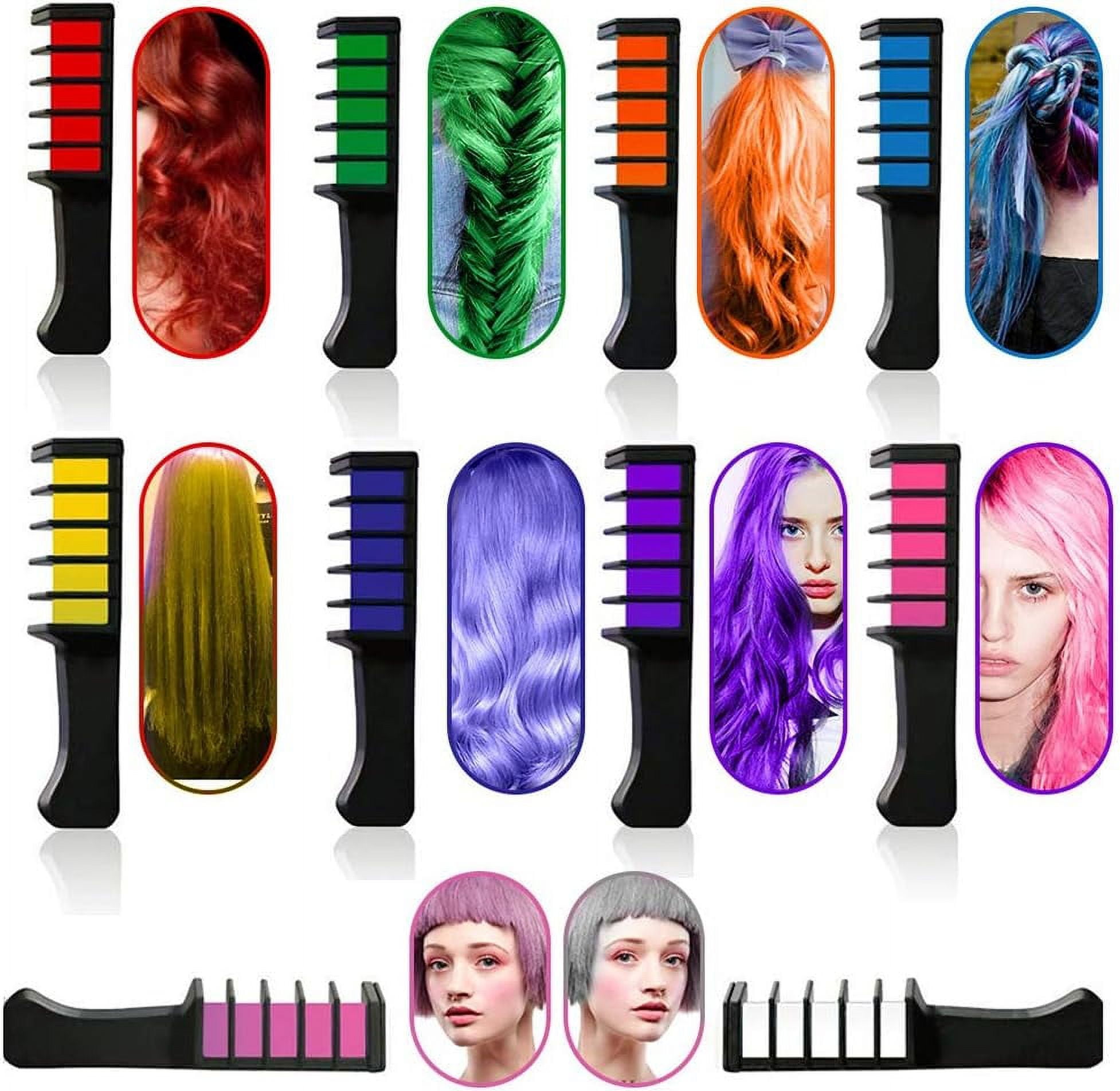 Disposable Hair Dye Comb Set, Temporary Hair Chalk Color Combs for Easy and Uniform Coloring