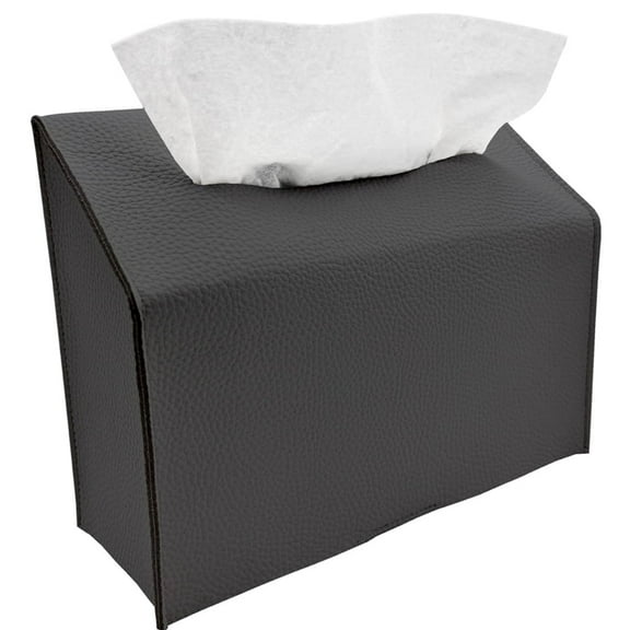 Disposable Hand Towel Box Cover,Vegan Leather Paper Towel Dispenser,Modern Disposable Paper Case,Slanted Square Tissue Organizer Case,for Home Office Car Tabletop Black 1Pack