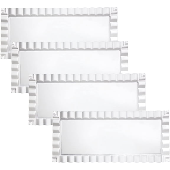 Disposable Hard Plastic Decorative Wavy Trays, 14" X 6", Clear