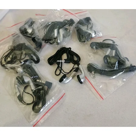 Disposable Headphones Earbuds Lot Of 10 3.5Mm Plug Individual Package (51)