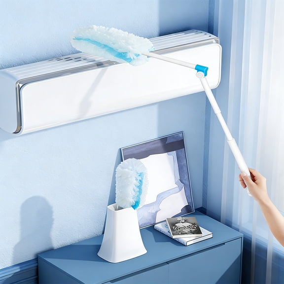 Disposable Heavy Duty Extendable Duster Starter Kit, 11 Piece Set, Polyester Fiber Heads, Telescopic To 66 Inches, Flexible Joints, For Furniture Blinds Fans Electronics, Easy Replace Refills