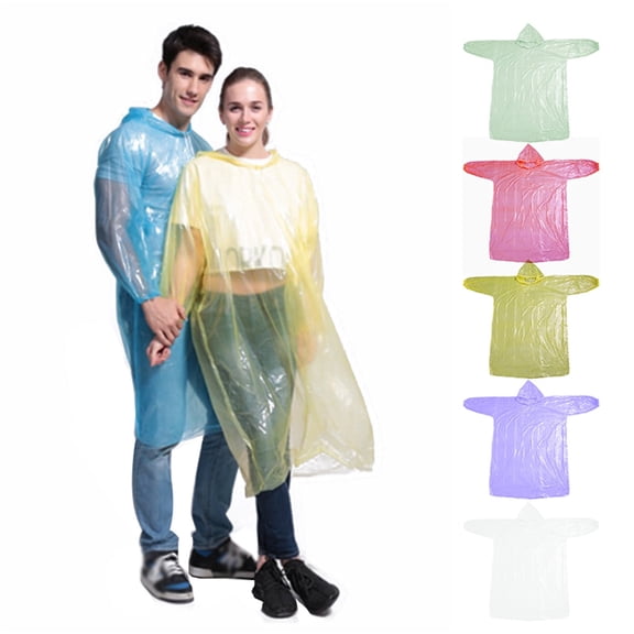 Disposable Hooded Raincoat, Lightweight Waterproof Portable Emergency Rain Poncho, Foldable Ultra-Small Universal Size Raincoat for Outdoor Activities (Random Color, 1 Pack)