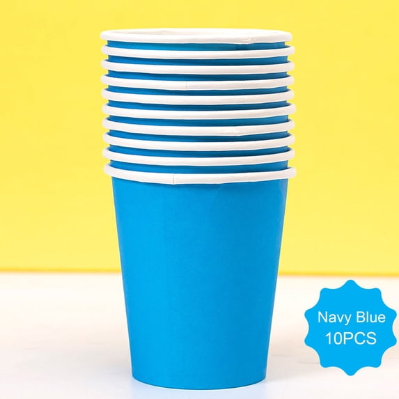 Disposable Hot Coffee Paper Cups with Colored Design, 9 Oz To Go Cups for Hot and Cold Beverages, 10 Pack Drinking Cups for Water, Juice, Tea, Office, and Travel Use,Sky Blue