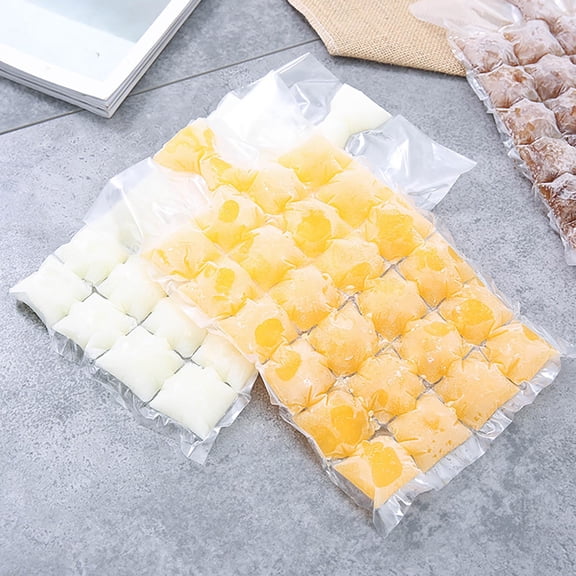 Disposable Ice Bag for Freezer 24 Grids Self Sealing Ice Cubes Tray Maker - 10 Pack Ice Cubes Bags for Water Juice Wine - Quick Freeze Ice Packs for Kitchen Home Party