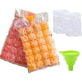 thumbnail image 1 of Disposable Ice Cube Bag 100 Pack 2400 Ice Cubes, 100 Bags, Ice Cube Trays for Freezer Stackable Easy Release, Self Sealing Ice Bags, Cold Ice Pack Cooler Bag for Cocktail Food Wine with Funnel, 1 of 10