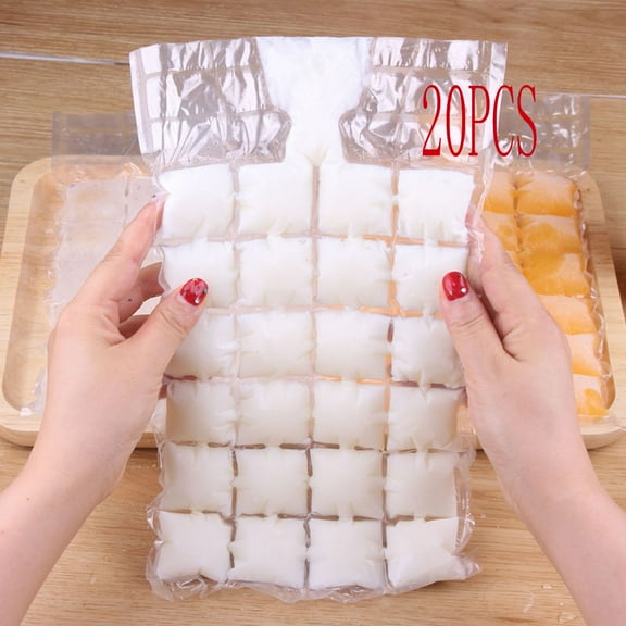 Disposable Ice Cube Bags,24 Grids Ice Cube Mold Self-Sealing Ice Cube Making Bags, Self-Seal Freezing Maker, Easy Release Ice Cube Trays Bags, for Cocktail, Wine, Food, Party, Freezer