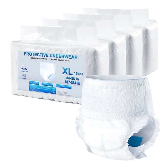 Disposable Incontinence Underwear for Adults,Leak-Proof Protection with Wetness Indicator -xL Size,64 Count (4 Packs of 16)
