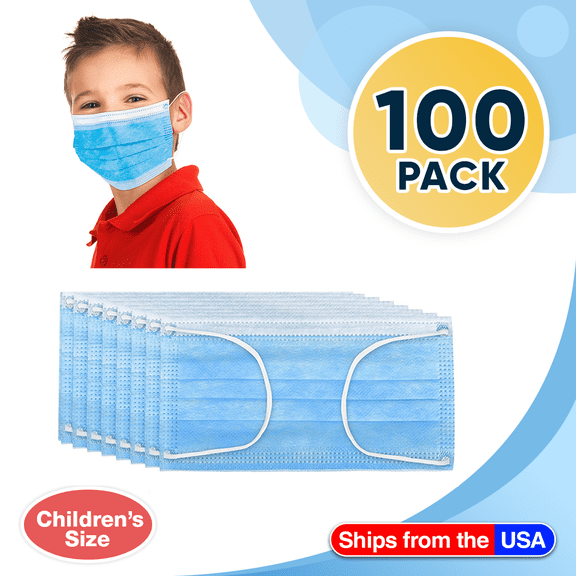 Disposable Kids Face Mask Child Size Pleated 3 Ply - 100 Pieces Children Size Masks