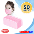 thumbnail image 1 of Disposable Kids Face Mask Child Size pleated 3 ply - 50 pieces Children Size Pink, 1 of 2