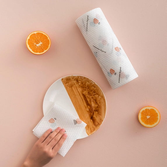 Disposable Kitchen Cleaning Cloth,2 Rolls Non-woven fabric,Wet and Dry Use, Disposable Scouring Pad Cloth for Home, Kitchen, Car
