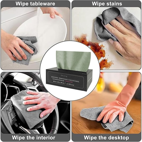 Disposable Kitchen Cleaning Cloths, 20 Sheets Reusable & Washable Dish Towels, Lint-Free Absorbent Wipes for Wet & Dry Use, Multipurpose Cleaning Rags in Dispenser Box, 5 Colors
