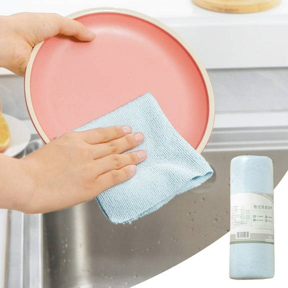Disposable Kitchen Cleaning Wipes Roll | Wet Dry Tear-Off Towels | Multi-Purpose Dishcloths for Wiping Surfaces & Drying Dishes | 20-Pack | Cloth | 22x20cm | Gray/Blue | Convenient Storage