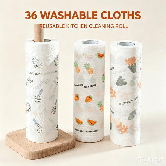 Disposable Kitchen Paper Towels 10" x 10", Reusable Lazy Rags, Disposable Cleaning Cloth, Dish Cloth, Absorbent Paper Towel, Kitchen and Household Cleaning (2 Rolls)