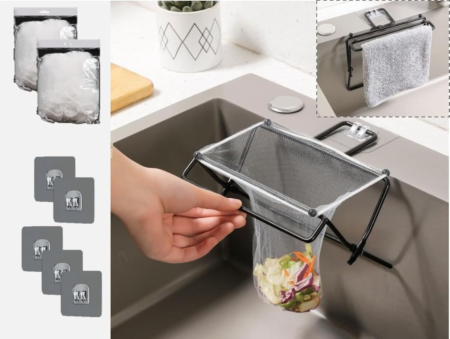 200 Pcs Kitchen Sink Strainer Bags - Elastic Mesh Drain Filter Covers For Sink & Shower (White, 3.5" Stretches To 7.1") - View #6