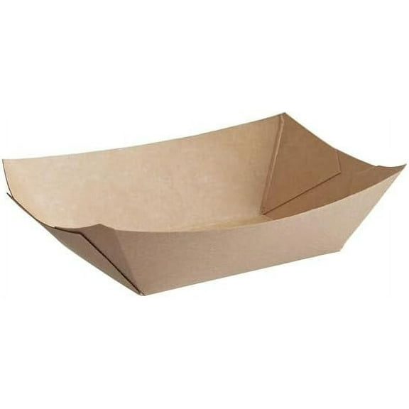 Disposable Kraft Paper Food Trays, 1 Lb Kraft Food Serving Boats, Brown, Grease Resistant, Party Snacks, French Fries, Nachos, Tacos, Take Out, Food Trucks, Concession, 5.7 x 3.8 Inch (1LB) (50)