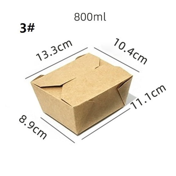 Disposable Kraft Paper Lunch Box - Eco-Friendly Food Grade Packing Box for Takeout, Picnics & Parties - 10 Pack