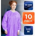 thumbnail image 1 of Disposable Lab Coat 43 Inches Long Medium Pack of 10  SMS Medical Coats with 3 Pockets, 1 of 8
