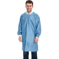 thumbnail image 1 of Disposable Lab Coat 44 Inches Long, Large. Pack of 50 Blue SMS Disposable Lab Coats for Adults. 50 GSM Disposable Coats Medical with 3 Pockets, Front Snaps, Knit Cuffs, and Collar, 1 of 7