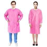 Disposable Lab Coats SMS Material Pink 50 count x-large 45 in long with Snap Closure