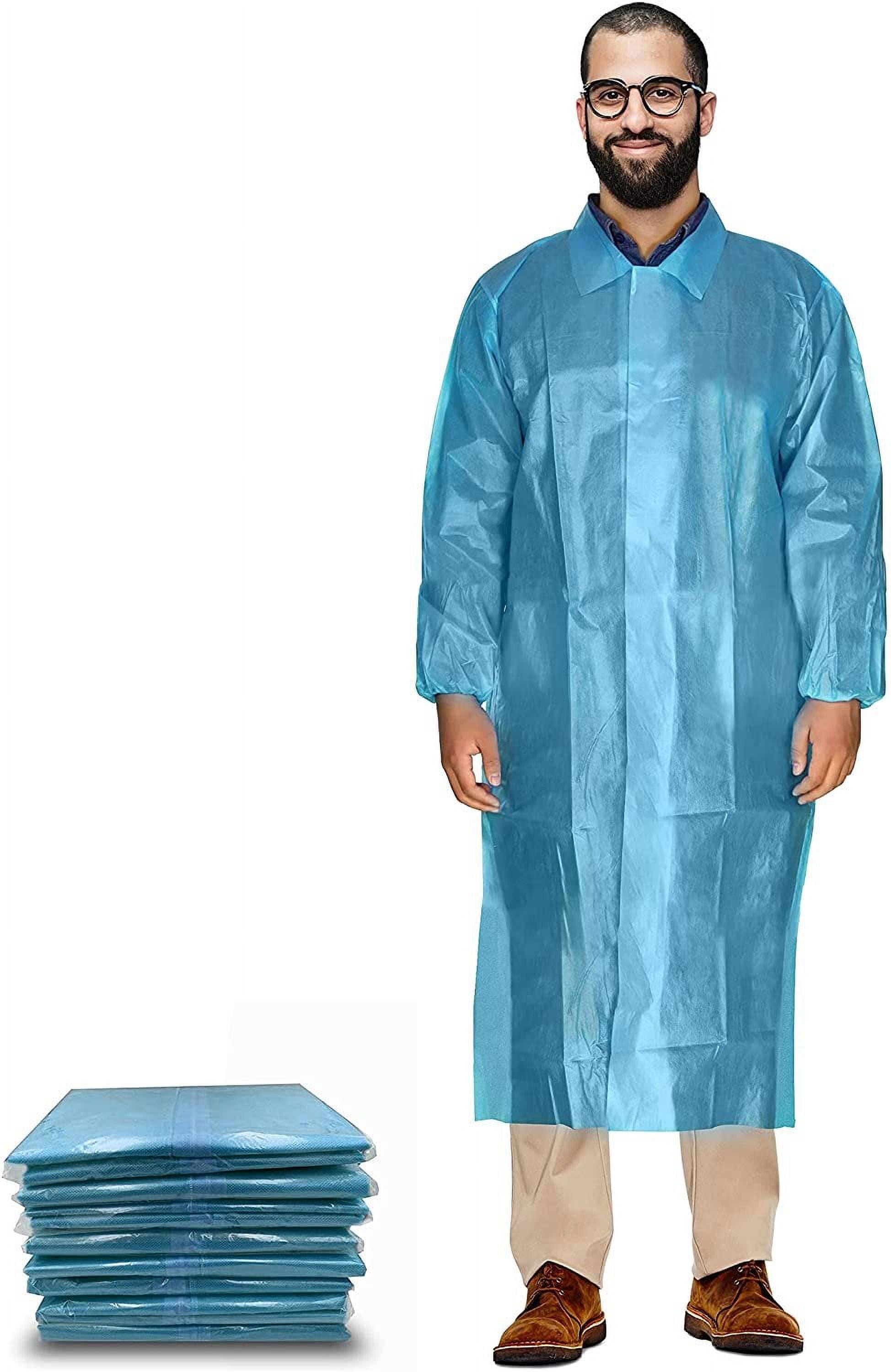 Disposable Lab Coat XXLarge, Pack of 40 Blue Disposable Lab Coats for Adults, PP+PE 40GSM Lab