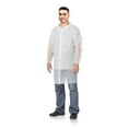 thumbnail image 1 of Disposable Lab Coats Pack of 120 White Large Adult Polypropylene 35 GSM Lab Clothing No Pockets Long Sleeves and Elastic Wrists. Unisex Lightweight Breathable Collar Laboratory Uniform, 1 of 9