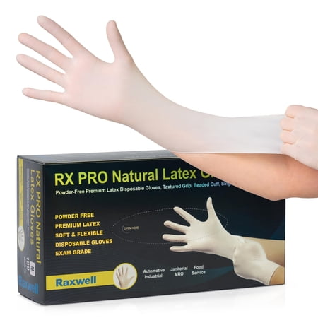 Disposable Latex Gloves 8.5 Mil, Powder-Free, Puncture Resistant & Super Soft, Medical & Food Safe, Heavy-Duty Examination Grade Rubber, Natural Color, High Tactile Sensitivity 100 Count Large