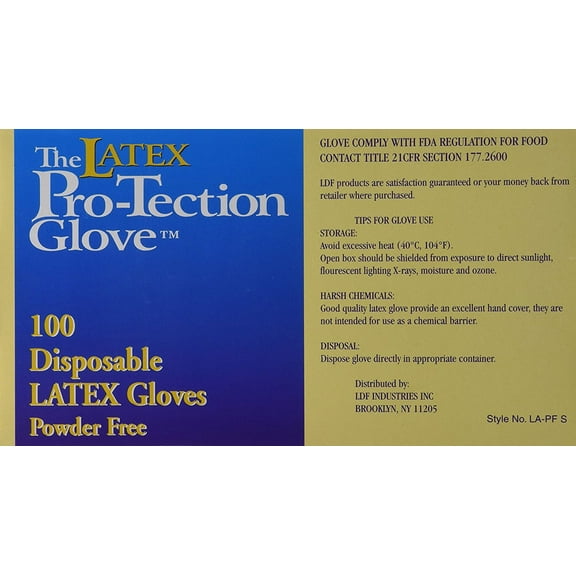 Disposable Latex Gloves, Powder Free, Size: Small, 100 Count