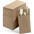Disposable LinenFeel Dinner Napkins With Builtin Flatware Pocket, 50