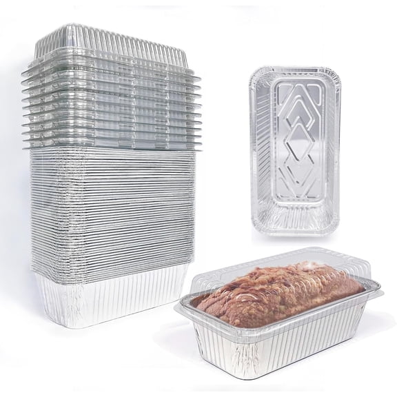 Disposable Loaf Pans with Lids, 50 Pack, 8.5x4.5 Bread Pans, Food Storage Containers, Heavy-duty 2lb Aluminum Loaf Pans, Pastry Boxes, Perfect for Baking Storing and Street Treats Takeout