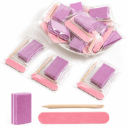 Disposable Manicure Kit Individually Wrapped - 20 Sets Mini Nail Buffer, 80/100 Grit Nail File, Orange Wood Stick, Press on Nail Tool Kit for Salon, Home, and Nail Tech
