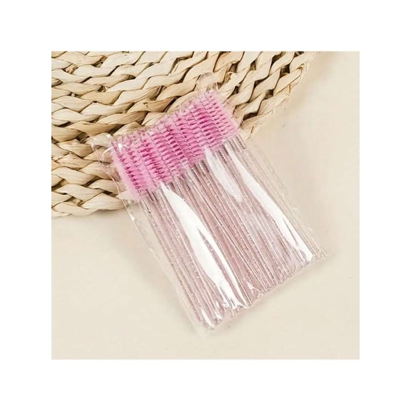 Disposable Mascara Wands Spoolies for Eyelash Extension, Eyebrow & Eyeshadow - Pink - 50 Count