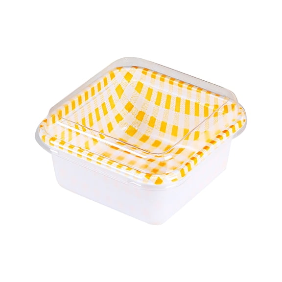 Disposable Meal Prep Containers with Lids | Disposable Containers with Lids | Yellow Gingham Plastic Storage Containers with Lids for Takeout Picnic Camping Pack of 10