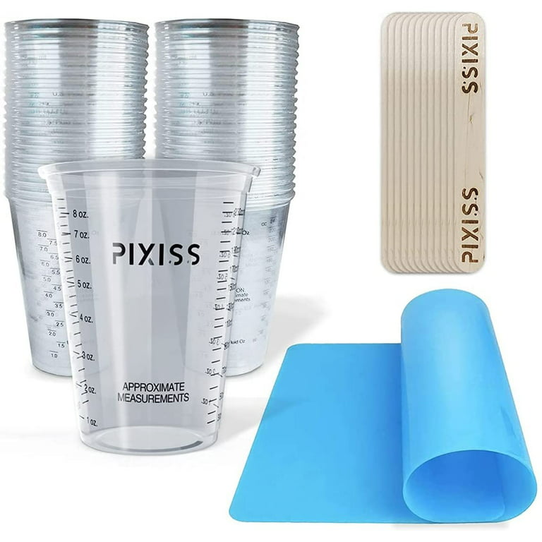 Disposable Measuring Cups For Resin - 20x Pixiss 10 Ounce Graduated Mixing  Cups for Epoxy Resin - Cups with Measuring Lines, Large Silicone Sheet for  Crafts Resin Jewelry, 20 Mixing Sticks 