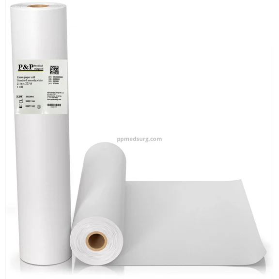 Disposable Medical Exam Table Paper Standard White with Smooth Finish Moisture Resistant 21" x 225' Premium Lightweight and Comfortable Box of 2 Roll
