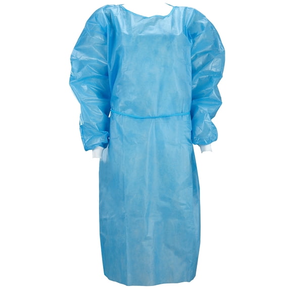 Disposable Medical Gowns with Elastic Cuffs - Nonwoven Isolation Clothing - Protective Coveralls 10 Pack