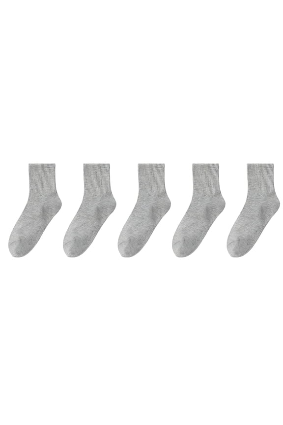 Disposable Medical Socks for Men & Women, 5-Pack, Short & Mid-Calf No-Wash Daily Throwaway Socks, Breathable Non-Slip Hospital Socks for Travel, Postpartum, Surgery & Nursing Care A01-Gray