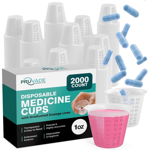 Disposable Medicine Cups with Graduated Dosage Lines 1 oz 2000 Pack