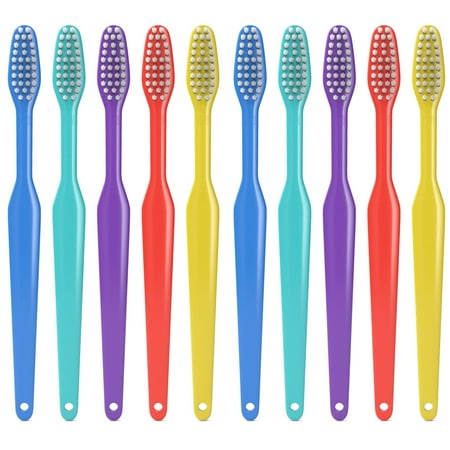 Disposable Medium Soft Bristle Bulk Toothbrushes - Individually Wrapped, Plain (100 Pack)