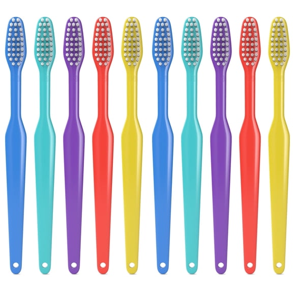 Disposable Medium Soft Bristle Bulk Toothbrushes - Individually Wrapped, Plain (100 Pack)