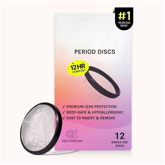 Disposable Menstrual Discs - 12ct, 12-Hour Leak Protection, Hypoallergenic & Non-Toxic