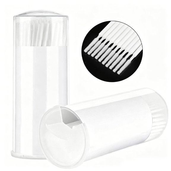 Disposable Micro Applicator Brushes, 100Pcs White 1.5mm Superfine Small Head Microswabs, Multi-Use Tool for Eyelash Extension, Makeup Glue Removal & Lip Cosmetic Application