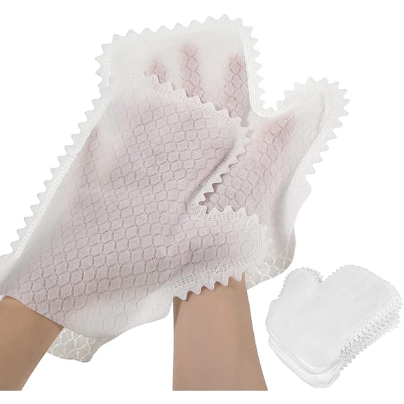 Disposable Microfiber Dusting Gloves, 60 Count Double-Sided Artisan Dusting Mitts for Blinds, Furniture and Pet Hair, White