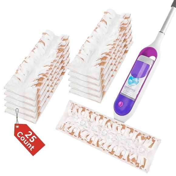 JUNLIN 25 Pack Disposable Microfiber Surface Mopping Pad Refills for PowerMop Floor Cleaning, Brown