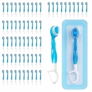 Disposable Mini Toothbrushes with Toothpaste, Floss, Pick & Tongue Scraper   Travel Size, Individually Wrapped, Portable Oral Care Set, 60 Count