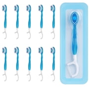 Disposable Mini Travel Toothbrushes - 5 in 1 Mini Brushes with Toothpaste + Floss + Pick + Tongue Scraper- 10 Count